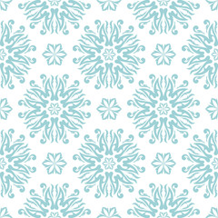 Floral seamless pattern. Blue flowers on white background