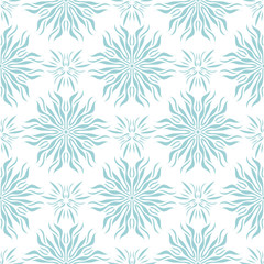Floral seamless pattern. Blue and white background