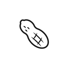 Peanut in shell outline icon. Clipart image isolated on white background