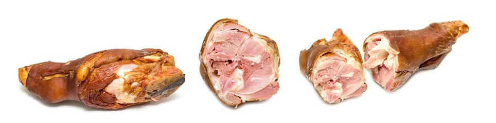 Whole smoked pork ham isolated on white