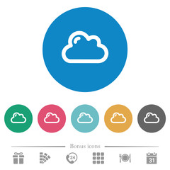 Single cloud flat round icons