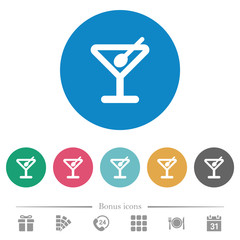 Cocktail flat round icons