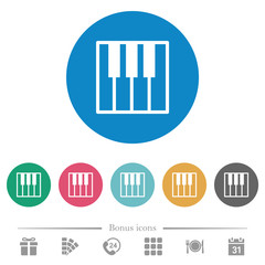 Piano keyboard flat round icons