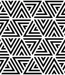Behang Vector geometrische naadloze patroon. Moderne geometrische achtergrond. Herhalende geometrische met zeshoekige tegels. © alla_ko