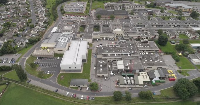 Aerial drone NHS hospital, England