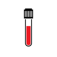Blood test tube glyph icon. Clipart image isolated on white background
