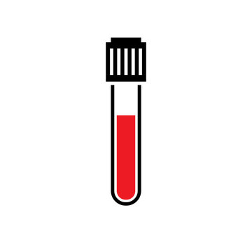 Blood test tube glyph icon. Clipart image isolated on white background