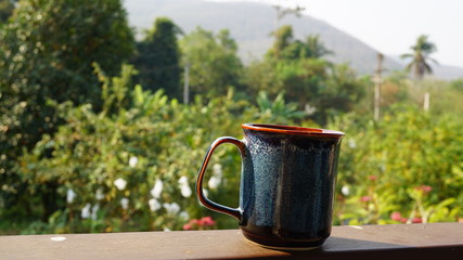 coffee cup with mountain