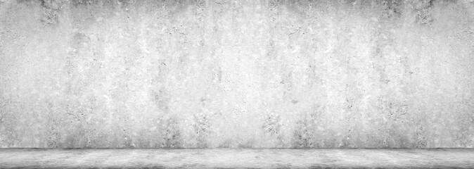 Wall texture Concrete floor panorama cement floor and wall backgrounds, room for display products. 