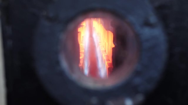 gas burner in an industrial boiler