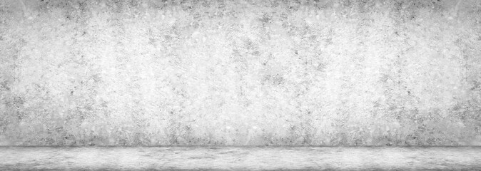 Wall texture Concrete floor panorama cement floor and wall backgrounds, room for display products. 