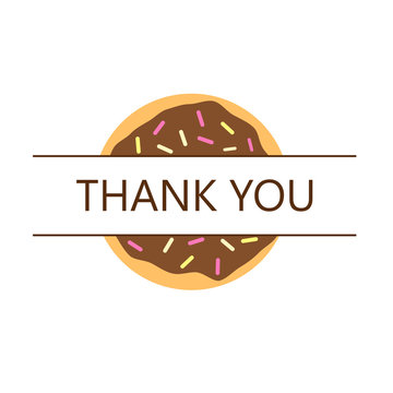 Split Donut thank you design. Clipart image isolated on white background