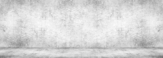 Wall texture Concrete floor panorama cement floor and wall backgrounds, room for display products. 