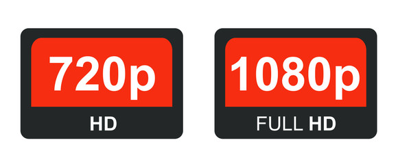 1080p full hd and 720p hd. Modern technology signs. Vector illustration symbol Monitor display Label