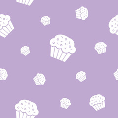 Wrapping paper - Seamless pattern of cake, cupcake and muffin for vector graphic design