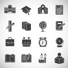 School related icons set on background for graphic and web design. Simple illustration. Internet concept symbol for website button or mobile app.