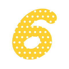 Polka dot number 6. Clipart image isolated on white background