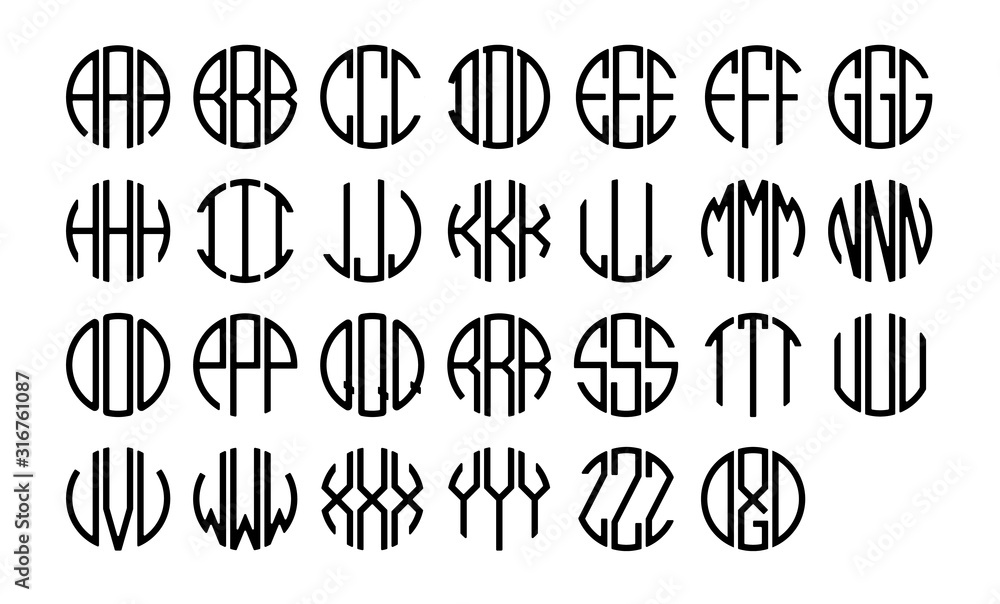 Canvas Prints circle monogram font. clipart image isolated on white background