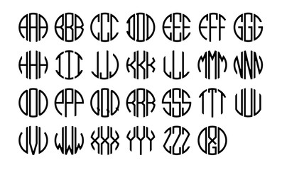 Circle monogram font. Clipart image isolated on white background - obrazy, fototapety, plakaty