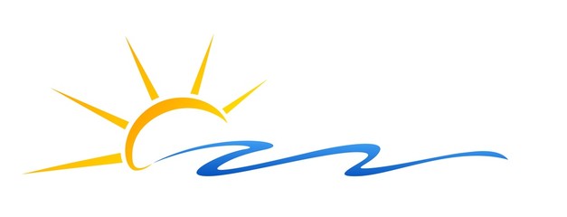 Sun and Blue Wave Symbol. 