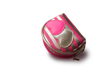 pink cosmetic bag with hearts