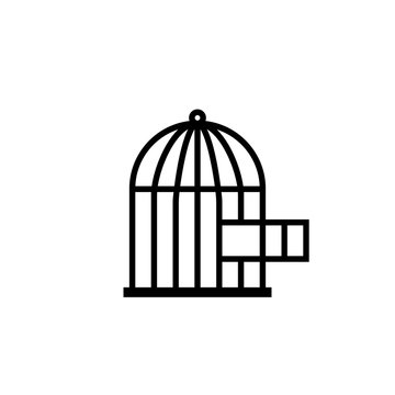 Open bird cage icon. Clipart image isolated on white background