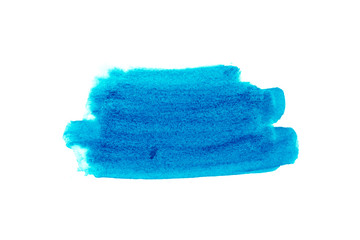 Blue sky watercolor on white background.The color splashing in the paper.It is a hand drawn. For text, element for decoration.