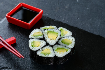 maki sushi roll set in a circle