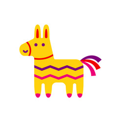 Pinata donkey flat icon. Clipart image isolated on white background