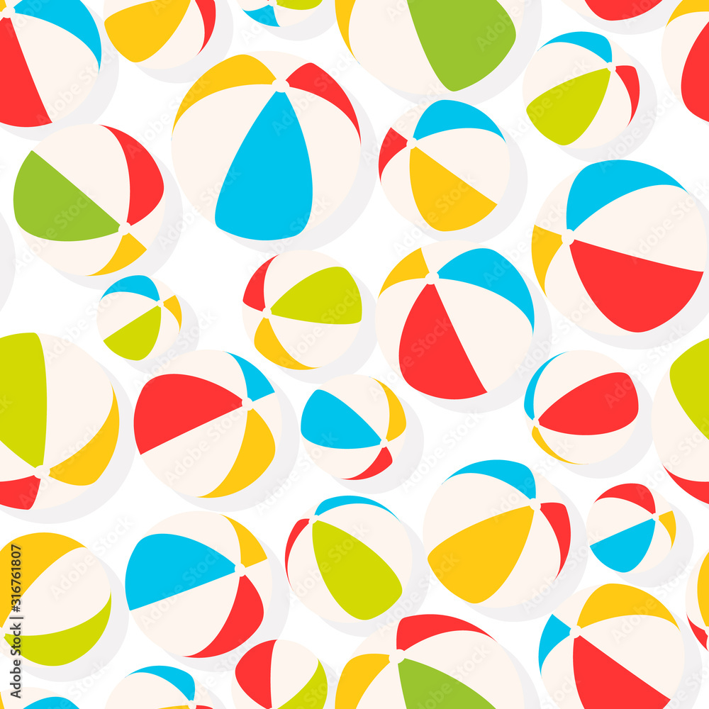 Wall mural Beach ball seamless pattern. Clipart image isolated on white background - Wall murals