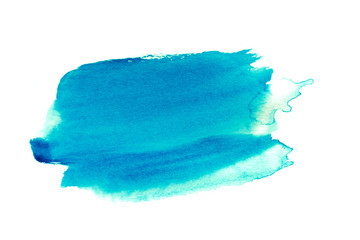 Blue sky watercolor on white background.The color splashing in the paper.It is a hand drawn. For text, element for decoration.