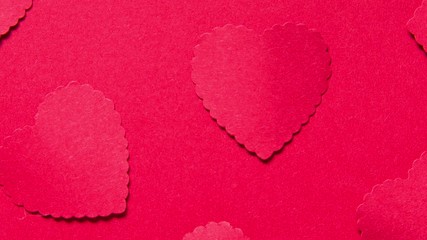 Red paper cut hearts pattern animated motion graphic 