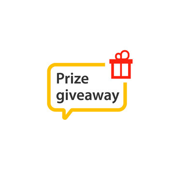 Prize giveaway speech bubble. Clipart image isolated on white background