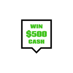 Win $500 cash design. Clipart image isolated on white background