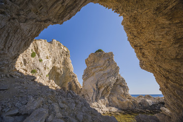 Ark on the Grande Blue Stegna beach (Secret beach), Rhodes, Greece