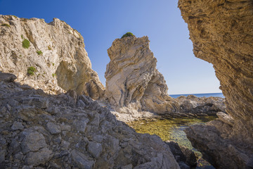 Roks on the Grande Blue Stegna beach (Secret beach), Rhodes, Greece