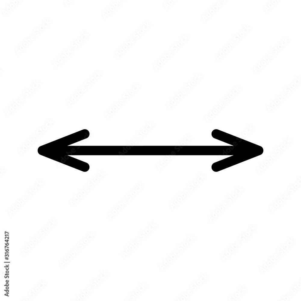 Poster double arrow icon. thin line art image. 2 side arrow for illustration of width, length, height. blac
