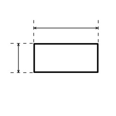 Rectangle with arrows for measuring length and width. Linear template. Black simple illustration. Contour isolated vector image on white background. Mathematical drawing for repair or construction