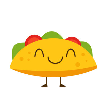 Happy Taco character icon. Clipart image isolated on white background