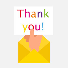 Thank you envelope icon. Clipart image isolated on white background