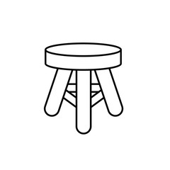Three Legged stool outline icon. Clipart image isolated on white background