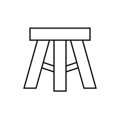 Three Legged stool outline icon. Clipart image isolated on white background