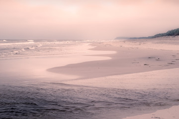 Winter landscape on the beach in Karwia