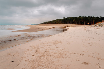 Winter landscape on the beach in Karwia