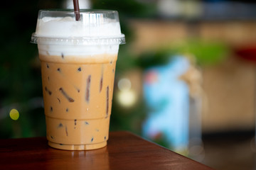 A glass of iced cappuccino