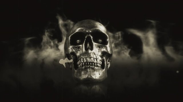 Skull Burning Flames From Hell Old Film Effect Loop