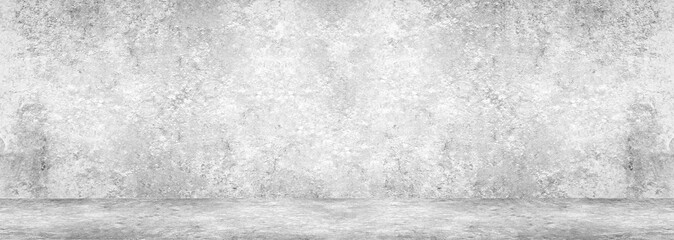 Wall texture Concrete floor panorama cement floor and wall backgrounds, room for display products. 
