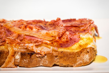 tosta de lacon asado con queso del pais