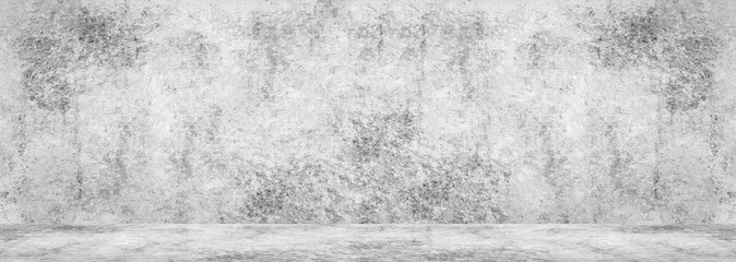 Wall texture Concrete floor panorama cement floor and wall backgrounds, room for display products. 