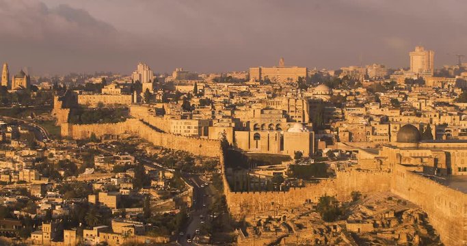PAN over the old town of Jerusalem, Israel
